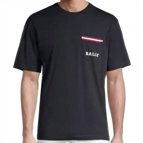NEW BALLY short sleeve pocket t-shirt in navy blue